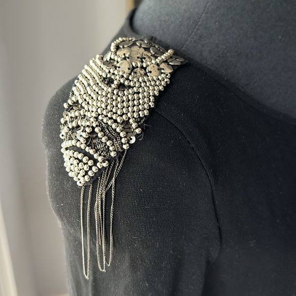 TEENFLO BLACK DRESS WITH EPAULET BEADING TRIM - Picture 9 of 15